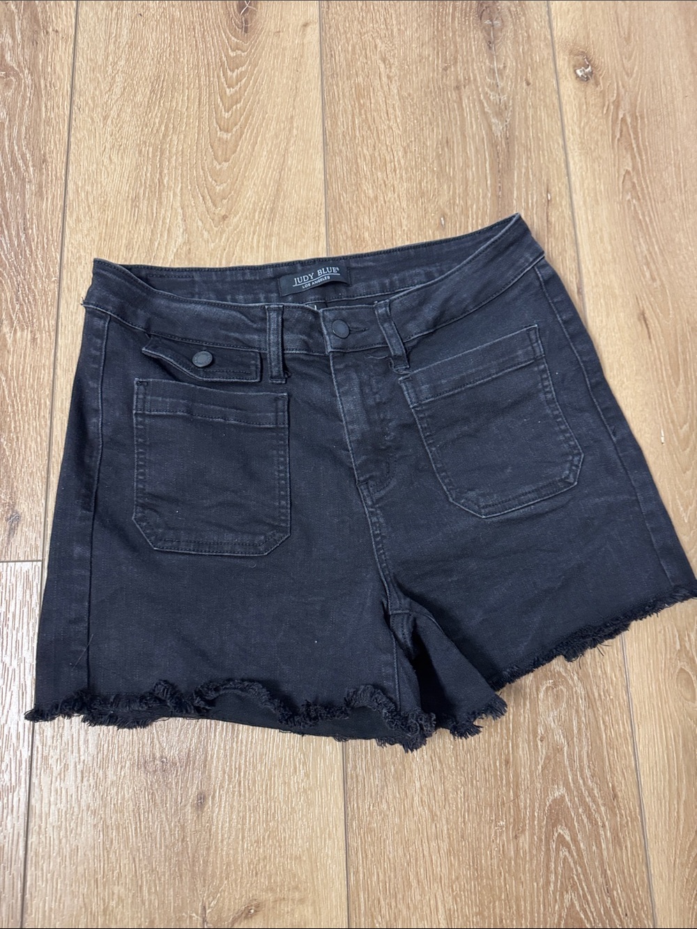 Judy Blue Black Frayed Hem High-Rise Denim Shorts